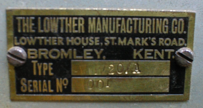 Lowther IA20 plate